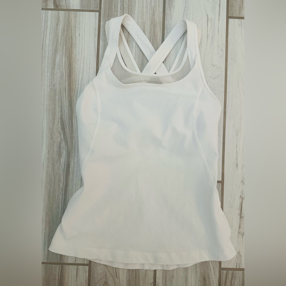 Lululemon: White, Tank with built in Bra, 6